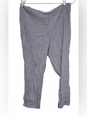 J. Jill Women’s L Bluish gray Striped Linen blend Cropped Pants